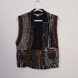 Globe Black and Brown Patterned Vest